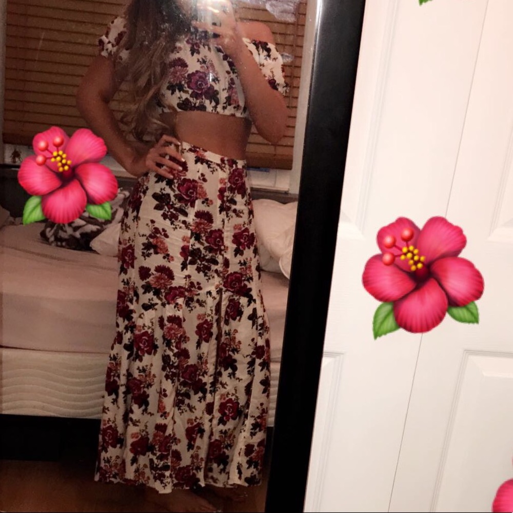 floral top and skirt set